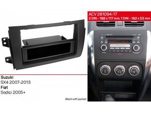 ACV Suzuki SX4 - Fiat Sedici autórádió beépítő keret 572310-C Autospecifikus rádiókeret 1DIN 2