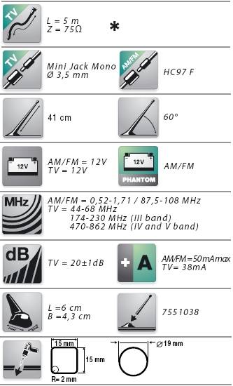 CALEARO Hátsó erősítős tető antenna (16V style) AM/FM rádió  0
