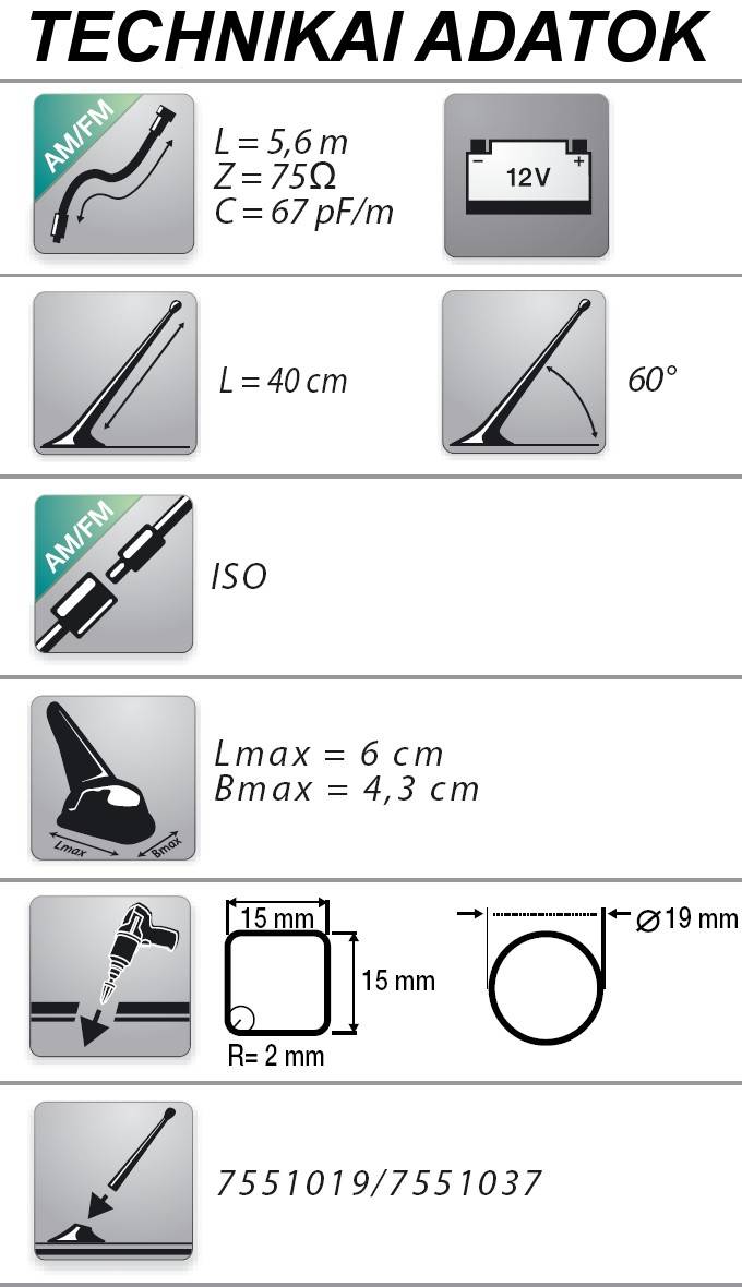 CALEARO Calearo 16V FLEX univerzális tetőantenna 60? 15.7677901  0