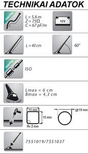 CALEARO Calearo 16V FLEX univerzális tetőantenna 60? 15.7677901   Autó antennák és kiegésszítők