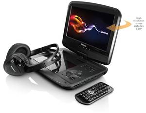  Lenco DVP-937 DVD lejátszó 9 coll LCD-vel és infra fejhallgatóval (USB + SD/MS) Multimédia