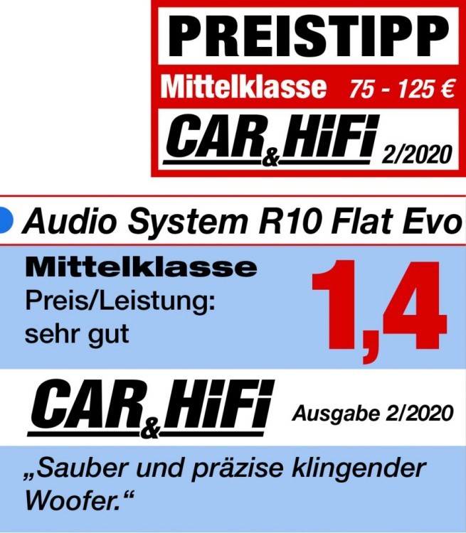 Audio System R 10 FLAT EVO2 250mm lapos mélynyomó 25 cm-es autóhifi mélysugárzó 3
